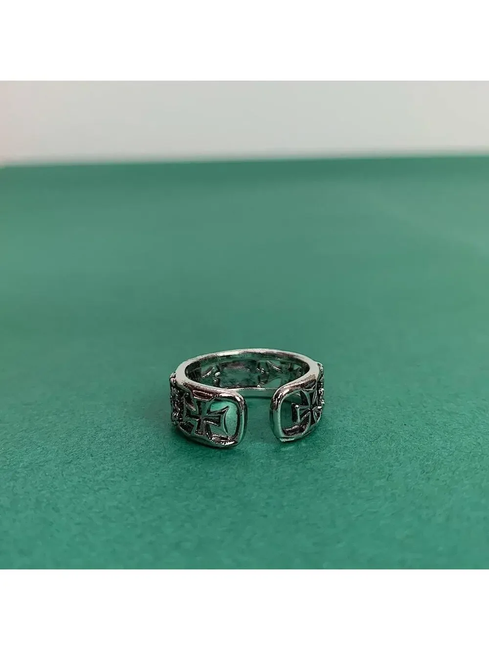 Gothic cross grunge biker ring. Unisex